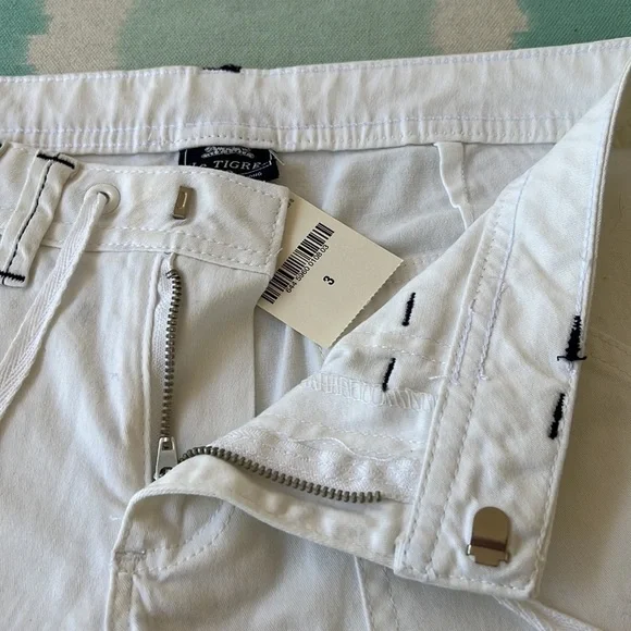 Le Tigre White Straight Leg Pants Drawstring Zip Fly Size 3 - Picture 7 of 14